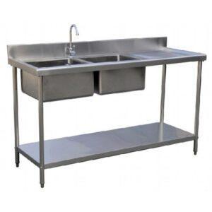 ommercial Stainless Steel Sink – Heavy Duty 304 Grade Kitchen Sink with Drainboard