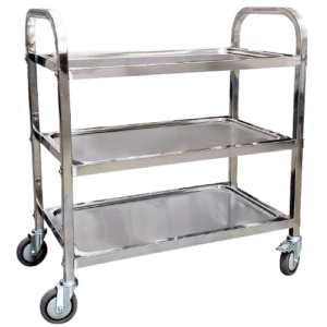 Commercial Stainless Steel Trolley – Heavy Duty Kitchen Utility Cart with Wheels